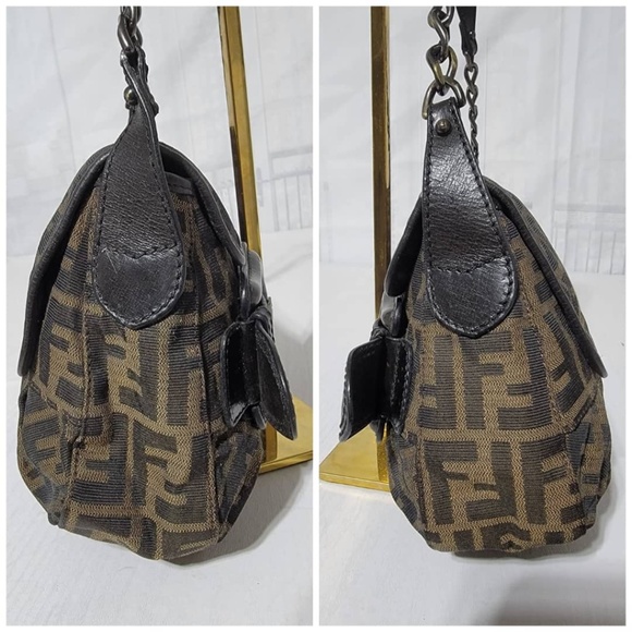 Authentic Fendi Tobbaco Zucca Canvas and Leather B Bis Hobo Shoulder Bag… - Picture 11 of 14